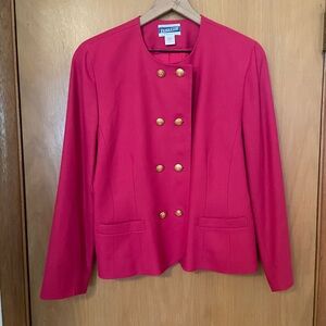 Vtg Pink Pendleton Collarless Military Style USA Made Preppy Blazer Size 12/L